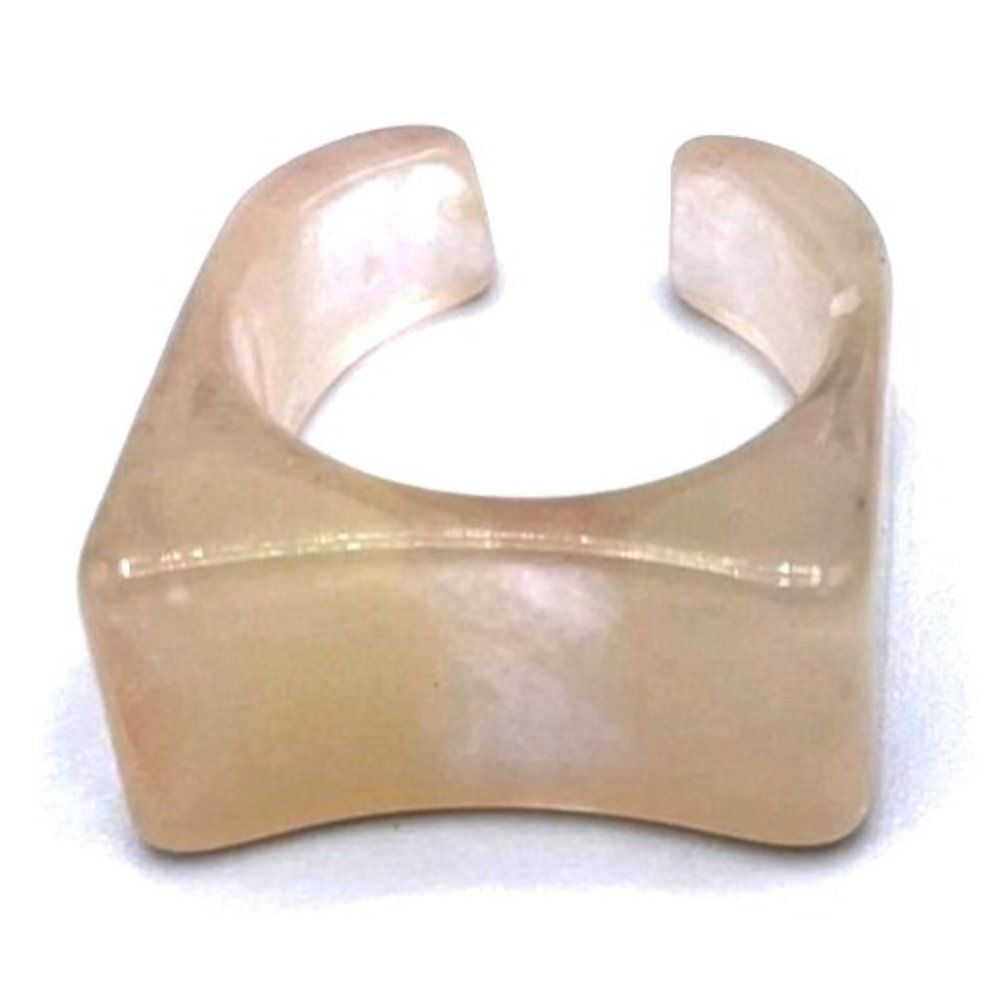 Creamy Blush and White Swirl Acrylic Geometric Open Chunky Ring Size 9